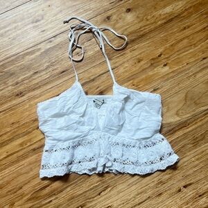 American Eagle White Lace Halter Top